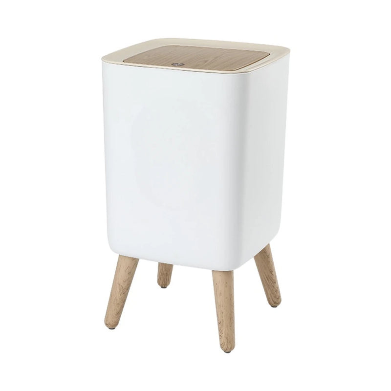 Lixeira Com Pés de Madeira Moderna