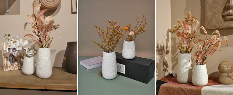 CONJUNTO DE VASOS DE CERÂMICA DE GRES BRANCO