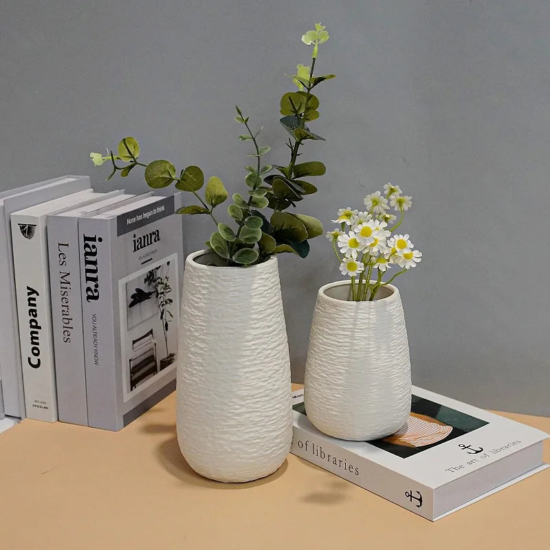 CONJUNTO DE VASOS DE CERÂMICA DE GRES BRANCO