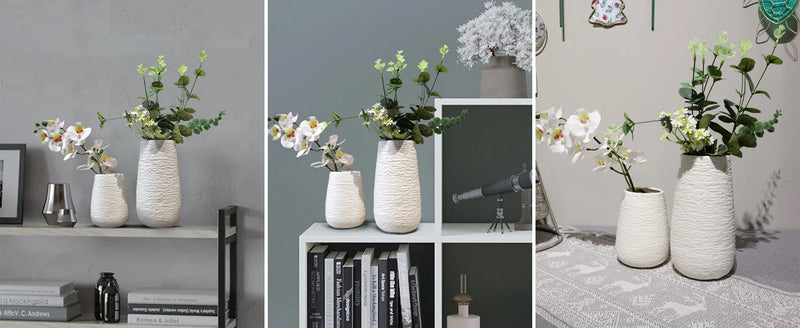 CONJUNTO DE VASOS DE CERÂMICA DE GRES BRANCO